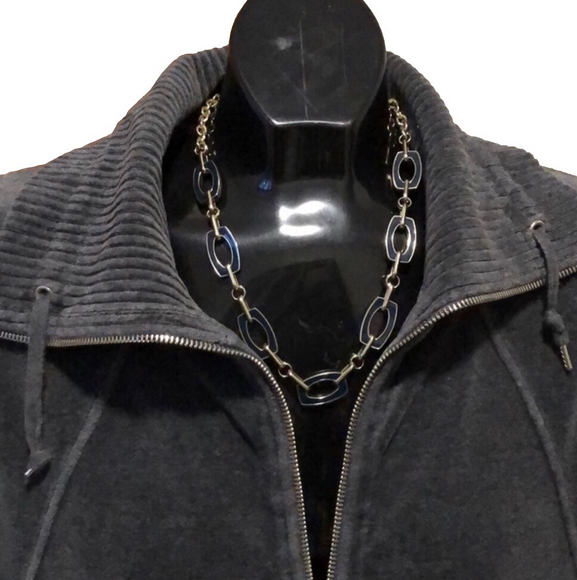 Dark Grey Jones New York Signature Sweater/Jacket, Size L - Picture 3 of 5